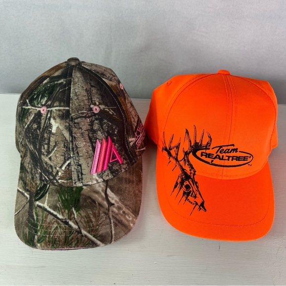Team Realtree hunting orange & camouflage accents adjustable  women’s caps - Picture 1 of 13